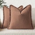 Linen Fringe Decorative Fall Euro Throw Pillow Covers Brick 22x22 (22" x 22" (Pack of 2) / Brick)
