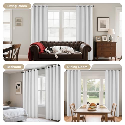 Blackout Curtains 63 Inch Length 2 Panels Set (Greyish White / 52"W x 63"L (Pack of 2))