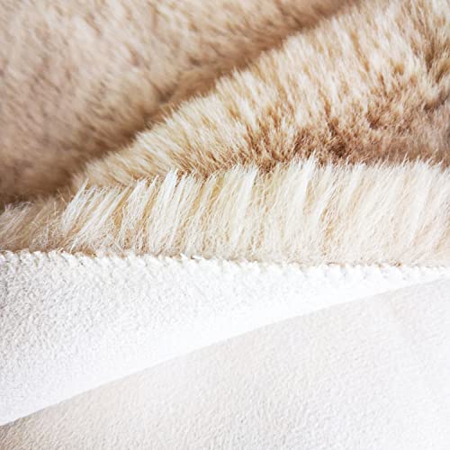 Beige 8x10 Area Rug Fluffy Faux Rabbit Fur Rug Beige Rug Plush Fuzzy Shag Rug for Living Room (Beige / 8x10Ft)