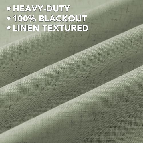 100% Blackout Linen Curtains 54" L 2 Panels Heathered Tea (Heathered Tea / 52"W x 54"L (Pack of 2))
