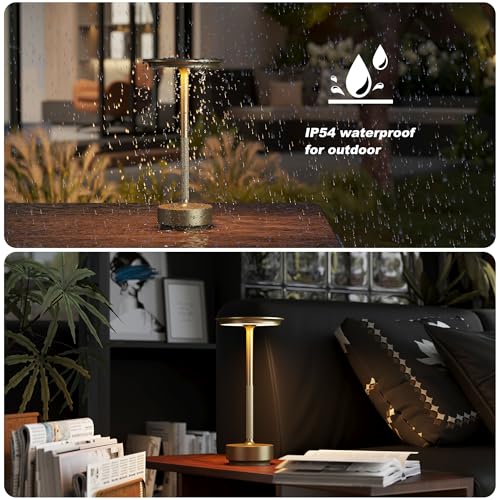 2 Pack Rechargeable Cordless Table Lamp (Gold-2)