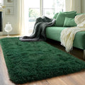 Runner Rugs for Bedroom 2x6 Rug Runners for Hallways Non Slip Soft Shag Bedside Rug (2' x 6' (Rectangular) / Blackish Green)
