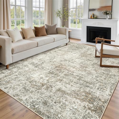 9x12 Area Rugs for Living Room Washable Bedroom Dining Room Beige Brown (Beige/Brown / 9' x 12' (Rectangular))