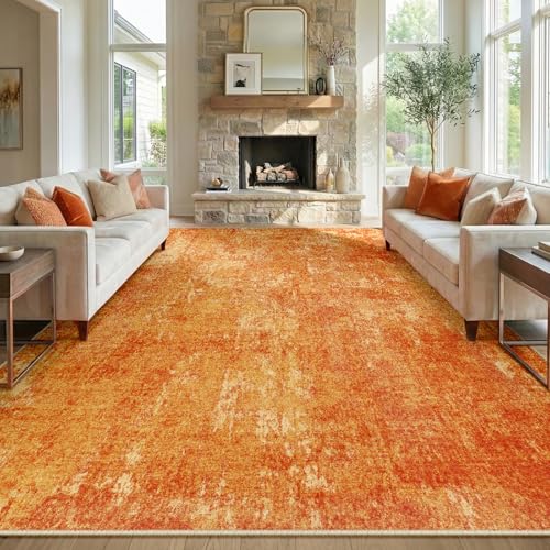 Washable 5'x7' Abstract Area Rug for Living Room Orange (Orange / 5' x 7' (Rectangular))