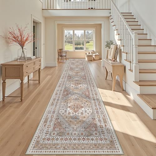 3x16 Long Runner Rugs for Hallway Vintage Washable Rug (Orange / 3' x 16' (Runner))