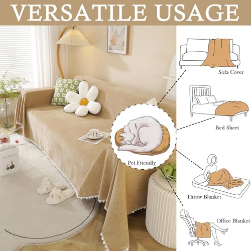 Khaki Loveseat Covers Couch Cover for Dogs Cats Solid Sofa Covers for 3 Cushion Couch Machine Washable Couch Covers for Sectional Sofa L Shape Chenille Sofa Slipcover Soft (71" x 134" / Daisy:khaki)