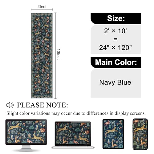 2x10 Kitchen Runner Rug (Navy Blue (Animal) / 2' x 10' (Rectangular))