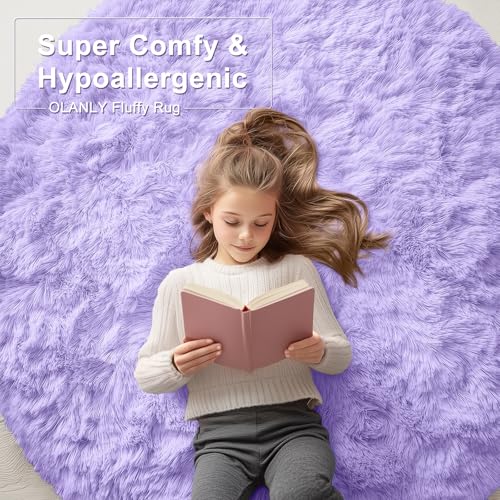 Light Purple Round Rugs for Bedroom (8 Ft Round / Light Purple)