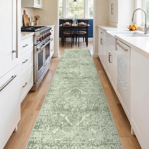 2'6"x12 Washable Runner Rug (Muted Sage Green / 2'6" x 12' (Runner))