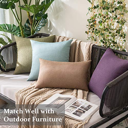 Decorative Outdoor Pillow Covers Lumbar Waterproof 12x20 Khaki (20" x 12" (Pack of 2) / Khaki)