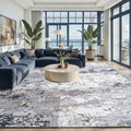 Washable 8x10 Area Rug with Non (Blue White Gold / 8' x 10' (Rectangular))