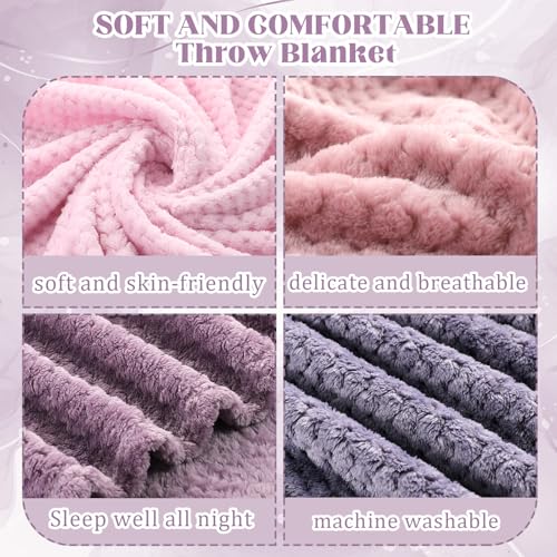 4 Pcs Fleece Throw Blanket (Gradient Purple)