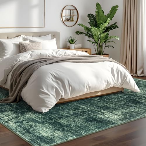 Abstract Area Rugs 6x9 Ft Washable Rugs for Living Room (Dark Green / 6' x 9' (Rectangular))