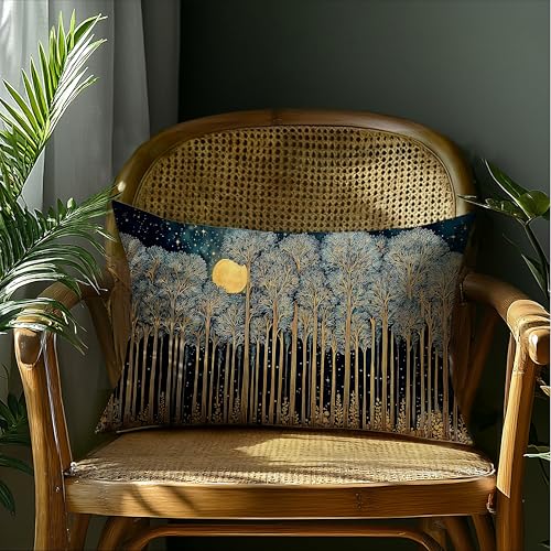Rustic William Morris Inspired Forest Green Moon Pillow Covers 12x20 Double (Forest-moon 11 / 20" x 12" (Pack of 1))
