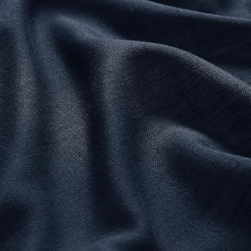 Navy Blue Semi Sheer Curtains 72 Inches Long 2 Panels Set for Bedroom Back Tab Rod Pocket Light Filtering Drapes Cotton Linen Textured Indigo Blue Farmhouse Living Room Curtain 52X72 (52"W x 72"L (Pack of 2) / Navy Blue)