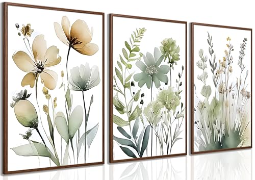 Sage Green Botanical Posters Set of 3 (green flower poster / 24x16)