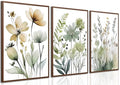 Sage Green Botanical Posters Set of 3 (green flower poster / 24x16)