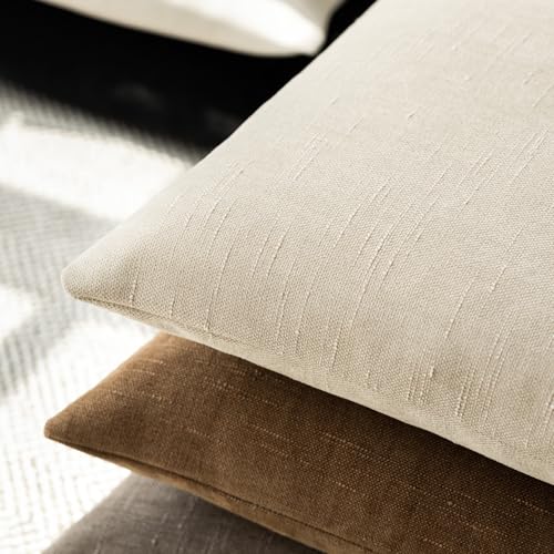Solid Textured Chenille Throw Pillow Covers 20x20 Inch (20" x 20" (Pack of 2) / Cement)