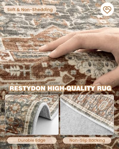 Kitchen Runner Rug Non Slip Washable Rugs 2.5x8 (Grey / 2'6" x 8' (Runner))