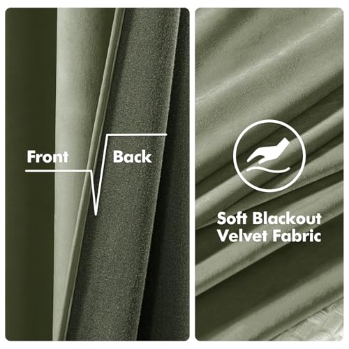 Velvet Curtains Sage Green 52 x 90 Inch Length Set of 2 (Sage Green / 52"W x 90"L (Pack of 2))