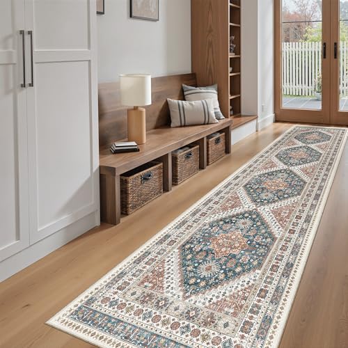 Washable Runner Rugs 2x10 Long for Hallway Kitchen (Navy Blue / 2' x 10' (Runner))