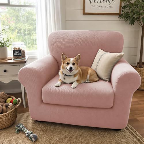 2 Piece Stretch Armchair Sofa Cover (31"-46"(1 Cushion) / Dusty Pink)