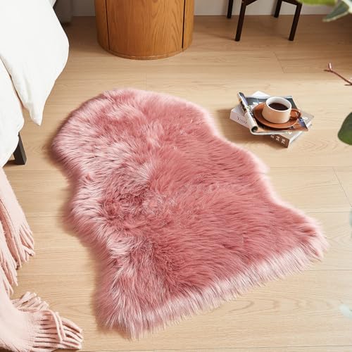 Faux Fur Rug Blush Pink Small Area Rug (2' x 3' (Sheepskin) / Blush Pink)