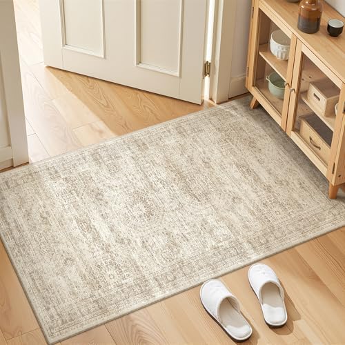 2x4 Rug Runners for Hallways Non Slip (Beige/Ivory / 2' x 4' (Runner))