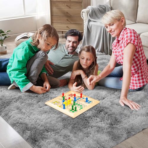 Shag Area Rugs for Bedroom Living Room (Mottling Grey / 4' x 6' (Rectangular))