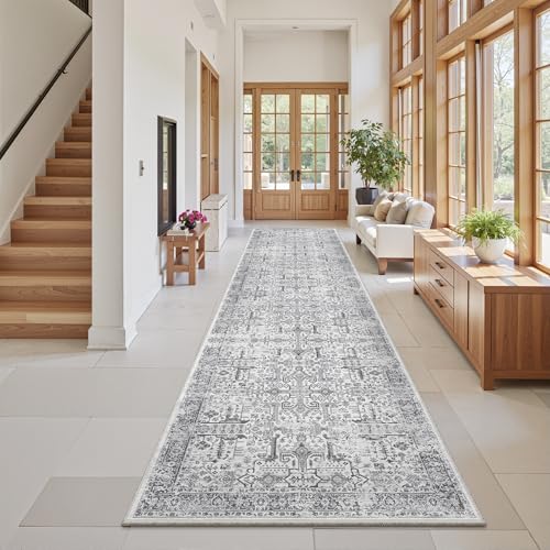 Hallway Washable Runner Rug 2x10 (Grey / 2' x 10' (Runner))