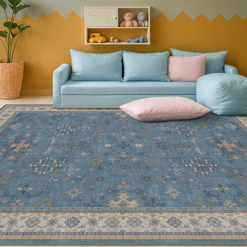 Boho 6x9 Living Room Rugs (6' x 9' (Rectangular) / Dusty Blue)