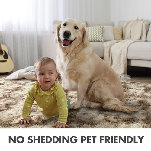 5x7 Ft Large Shag Rugs for Bedroom Living Room Decor for Men Boys (Ea Khaki 4sm11 / 5' X 7' (Rectangular))