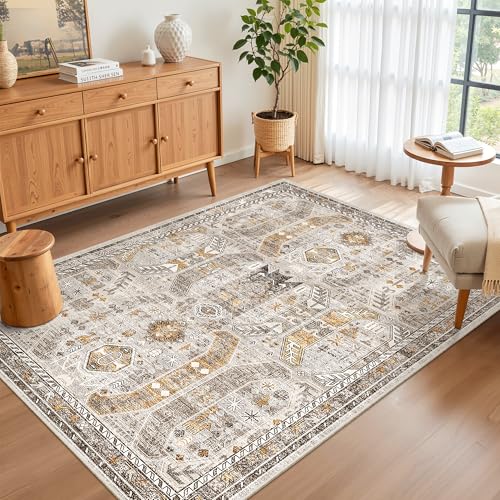 Area Rug 3x5 Washable Vintage Entry Rugs for Bedroom (Brown/Gold / 3' x 5' (Rectangular))