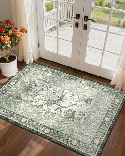 Sage Green 2x3 Door Mat Indoor Rugs for Entryway Provence Small Botanical Grove Cottagecore Washable Non (Sage Grove / 2' x 3' (Rectangular))