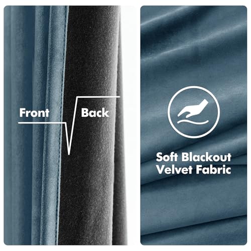 Velvet Curtains Dark Slate Blue 52 x 108 Inch Length Set of 2 (Dark Slate / 52"W x 108"L (Pack of 2))