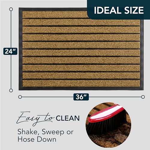 Extra Durable Door Mat Outside Entrance (36" x 24" (Rectangular) / Bright Brown)