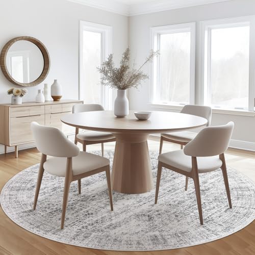 5x5 Grey Round Rug 6ft Circle Living Room Area Rugs Non (Grey / 5' (Round))