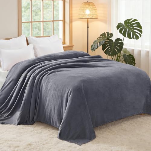 Soft Fleece Blanket Twin Size for Bed (Dark Grey / Twin XL (66" x 90"))