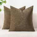 Soft Chenille Fall Throw Pillow Covers Coffee 16x16 Inch Pack of 2 (16" x 16" (Pack of 2) / Coffee)