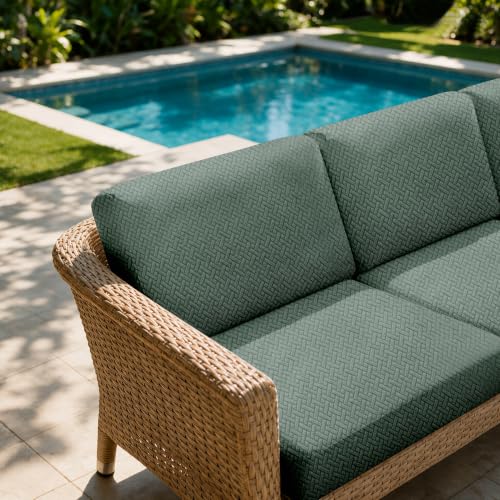8PCS Patio Cushion Covers.Patio Furniture Couch SeatSlipcovers (Green / 8PCS)