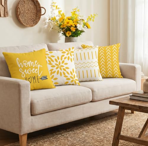 Pillow Covers 22x22 Set of 4 (A-yellow / 22" x 22" (Pack of 4))