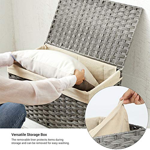 Woven Storage Basket with Lid (65 L / Gray)