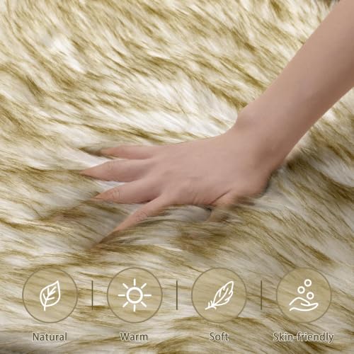 Faux Sheepskin Rugs Soft Faux Fur Rug White Gradient Dark Green (2' x 3' (Sheepskin) / Gradient Dark Green)