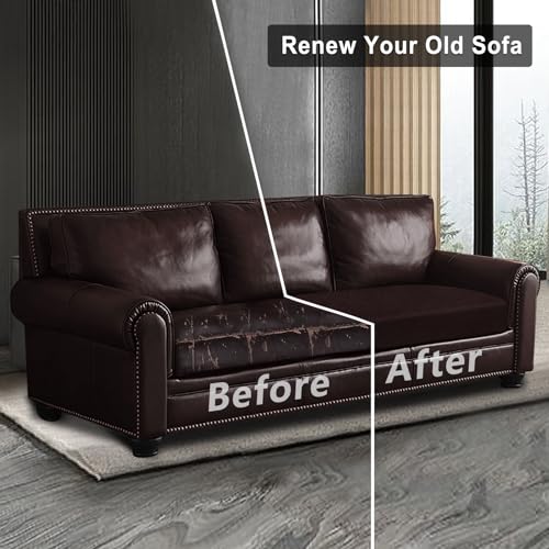 Leather Look Couch Cushion Covers Sofa Seat Slipcovers Sets Couches Furniture Protector for Sectional Armchair Loveseat Pets Kids Stretch Spandex Fabric (1 Cushion Sofa / 01 Chocolate)