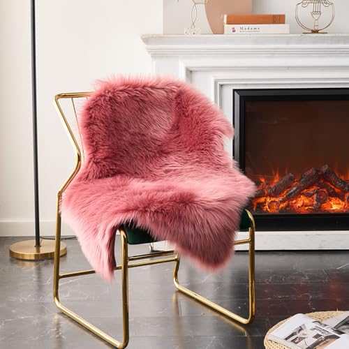 Ultra Soft Fluffy Shaggy Area Rug Faux Fur Rug Chair Cover Seat Pad Fuzzy Area Rug for Bedroom Floor Sofa Living Room (Blushpink / 2' x 3' (Sheepskin))