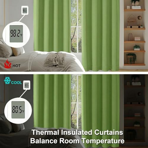 Ava Lime Blackout Curtains for Bedroom 84 Inch Length 2 Panels Set (Lime / 40"W x 84"L (Pack of 2))