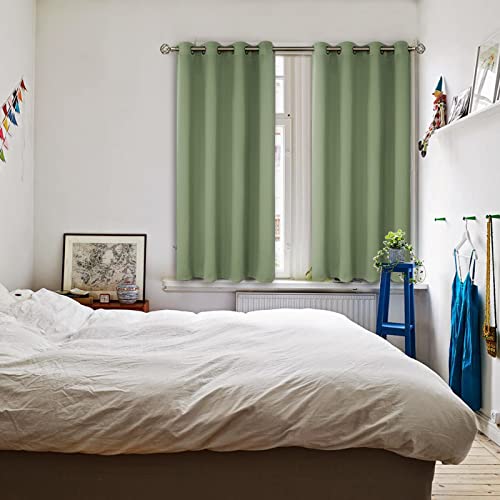 Grass Green Blackout Curtains for Bedroom 45 Inch Long (Grass Green / 52"W x 45"L (Pack of 2))
