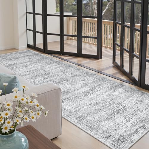 Washable Kitchen Runner Rug 3x8 Hallway Entry Rugs Non (Grey / 3' x 8' (Runner))