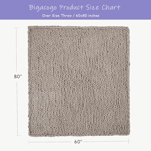 Chunky Knit Throw Blanket for Couch (Taupe With a Pinkish Undertone / 60"x80" (Over Size Throw）)