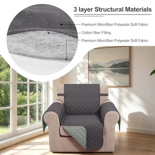 Reversible Recliner Chair Covers (Dark Grey/Light Grey / 23'' Chair)
